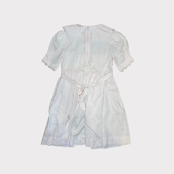 Rare Editions VINTAGE Bib Collar Shoulder Pad Lace Trim Blush Pink Dress - Picture 7 of 7